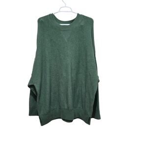 Aerie Oversized Waffle Knit Sweater Green XXL Cozy Pullover